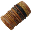 10pcs/set Black Wrap Woven   Handmade Men Bracelets Male Women Leather Bracelet Men Bangle  Jewelry Gift