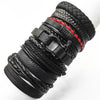 10pcs/set Black Wrap Woven   Handmade Men Bracelets Male Women Leather Bracelet Men Bangle  Jewelry Gift