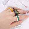 10pcs/set  Colorful Transparent Acrylic Geometric Round Marble Pattern Ring Resin Acetate Board Rings for Women Girls Jewelry