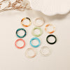 10pcs/set  Colorful Transparent Acrylic Geometric Round Marble Pattern Ring Resin Acetate Board Rings for Women Girls Jewelry