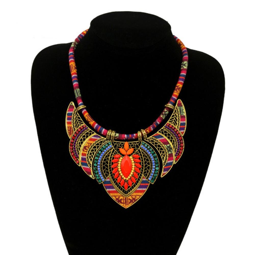 11.11 Bohemia Vintage Women Rhinestone Pendant Bib Necklace Statement Tribal Jewelry Accessory Christmas Gift For Women Friend