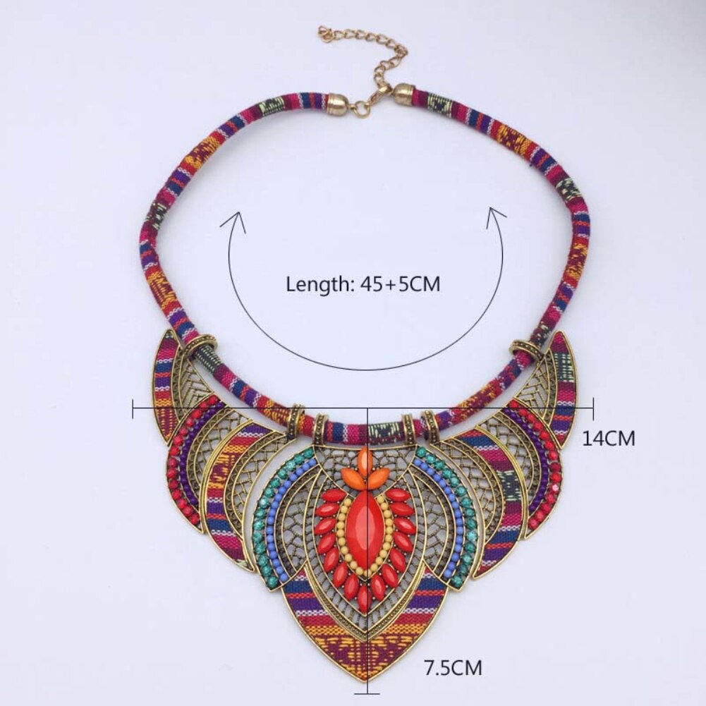 11.11 Bohemia Vintage Women Rhinestone Pendant Bib Necklace Statement Tribal Jewelry Accessory Christmas Gift For Women Friend