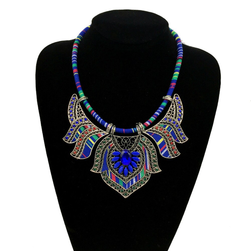 11.11 Bohemia Vintage Women Rhinestone Pendant Bib Necklace Statement Tribal Jewelry Accessory Christmas Gift For Women Friend