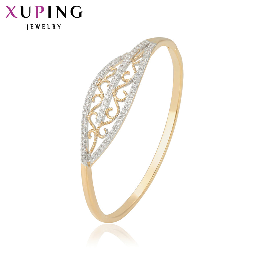 11.11 Deals Xuping Fashion Bangle Charm Gift Trendy Synthetic Cubic Zirconia Bangle Jewelry Gold for Women Wholesale 51114