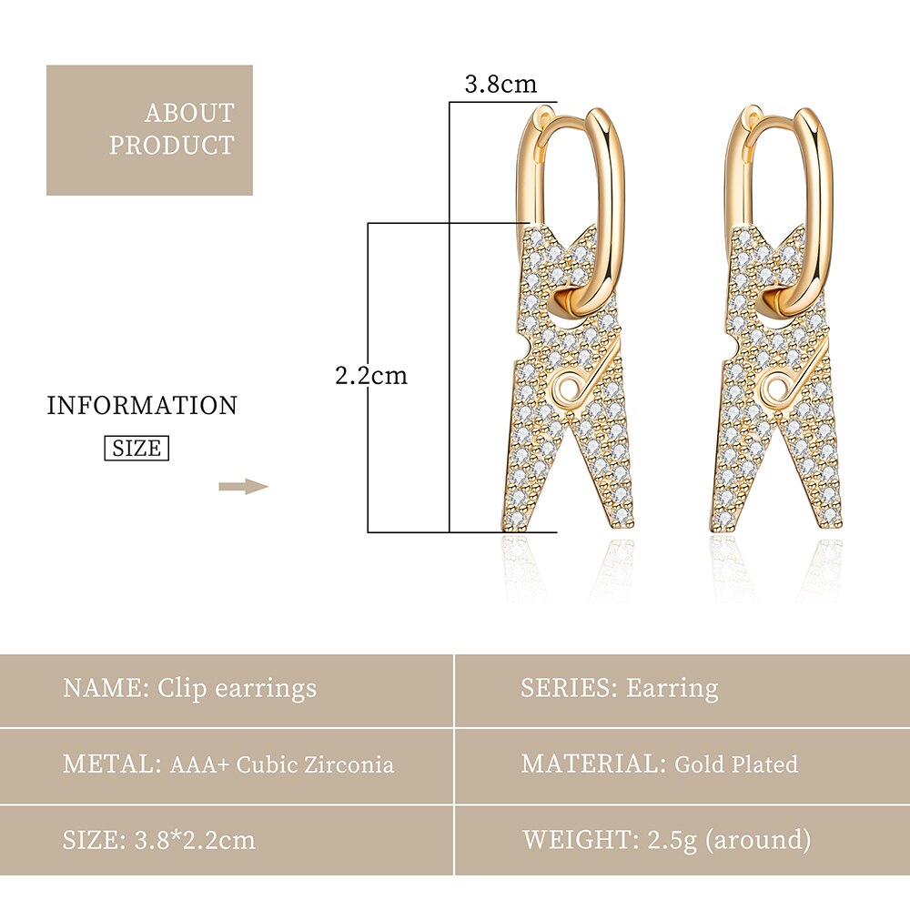 11.11 Gold Silver Color Clip Hanging  Women's Earrings Temprament Joker Clothespin Drop Earring Jewelry for Women 2022
