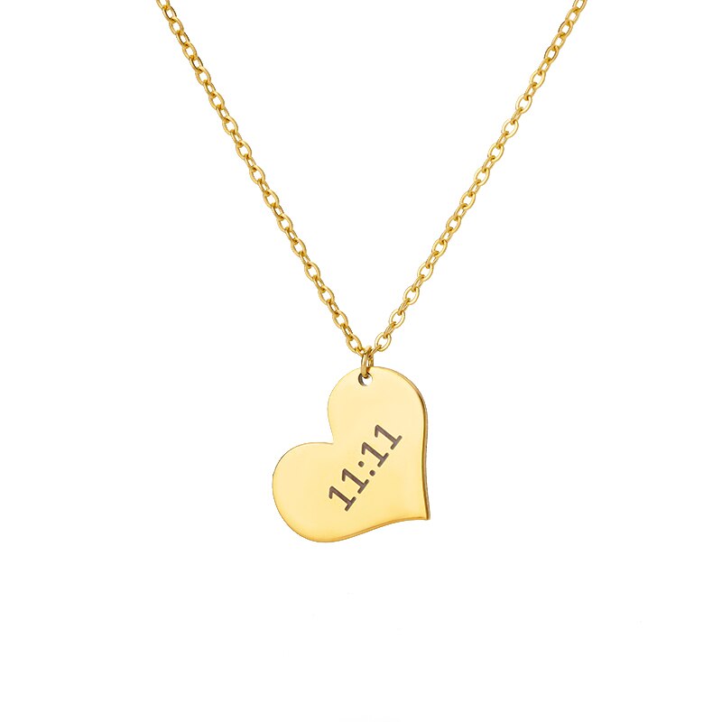 11:11 Rectangle Pendant Necklace for Women Stainless Steel Gold Color Necklaces Lucky Meaningful Angel Number Jewerly collares