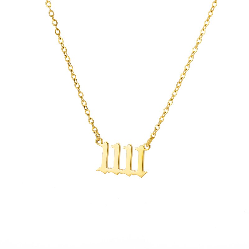 11:11 Rectangle Pendant Necklace for Women Stainless Steel Gold Color Necklaces Lucky Meaningful Angel Number Jewerly collares