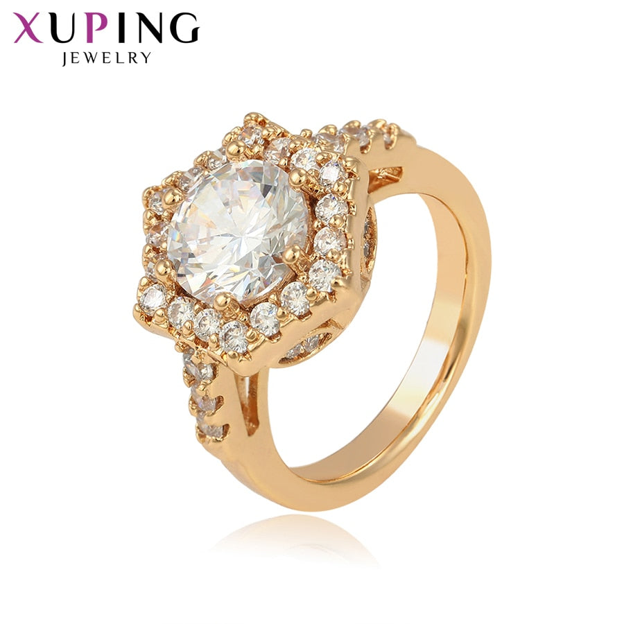 11.11 Christmas Luxury Ring Popular Design Charm Style Girl Women Gold Color Plated Family Gift S114,5-15317