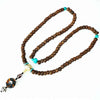 11-12mm 108 Tibet Old-taste Rudraksha Bodhi Prayer Beads Mala with Taiji Ending Charm BRO071