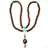 11-12mm 108 Tibet Old-taste Rudraksha Bodhi Prayer Beads Mala with Taiji Ending Charm BRO071