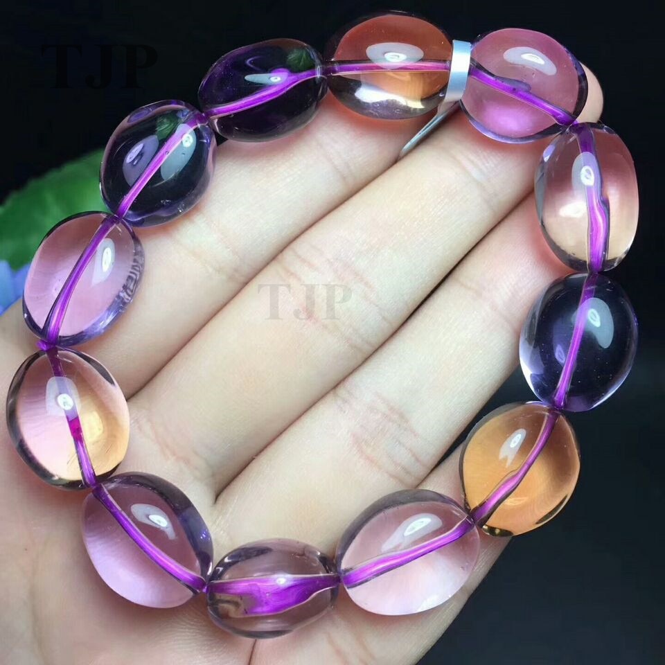 11.5*17MM Natural ametrine purple yellow crystal bracelet bangle with certificate together cuff bracelet fine jewelry