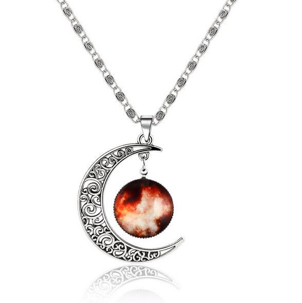 11 Types Fantasy Shinning Moon Long Necklace Women Cool Time Gem Pendant Necklaces for Women Neckless Jewelry