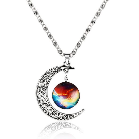 11 Types Fantasy Shinning Moon Long Necklace Women Cool Time Gem Pendant Necklaces for Women Neckless Jewelry