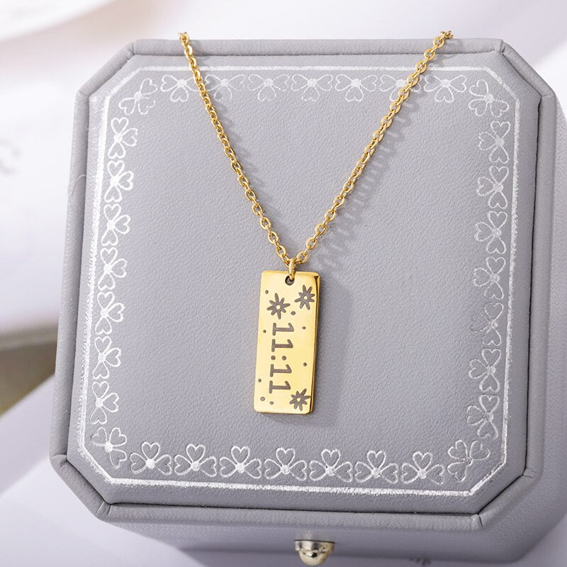 1111 Number Bar Shape Pendant Necklace for Women Stainless Steel Angel Digital Necklaces 2023 Trend Lucky Jewerly Gift collares