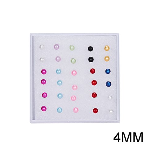12/15pairs 3/4/5/6 mm Imitation Pearl Earrings Set For Women Girl Colorful Pearls Colorful Ear Stud Earrings Wedding Jewelry Box