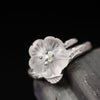 12.5mm Crystal Flower Plum Blossom Silver Leaves Opening Wedding Ring Real 925 Sterling Silver Ring For Women Fine Jewelry YR9