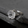 12.5mm Crystal Flower Plum Blossom Silver Leaves Opening Wedding Ring Real 925 Sterling Silver Ring For Women Fine Jewelry YR9