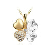 12 Color  Austrian Crystal Four Leaf Leaves Clover Heart Rhinestones Necklace Pendant for Women White Gold Color Jewelry