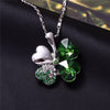 12 Color  Austrian Crystal Four Leaf Leaves Clover Heart Rhinestones Necklace Pendant for Women White Gold Color Jewelry