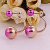 12 Colors Aros Women Double Side Pearl Earrings Gradient Colorful Ear Cartilage Statement Double Ball Stud Earrings For Women