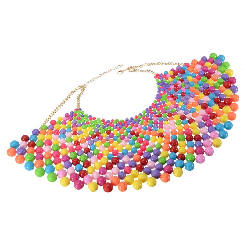 12 Colors Chunky Statement Necklace For Women Neckcklace Bib Collar Choker Pearl Necklace Maxi Jewelry