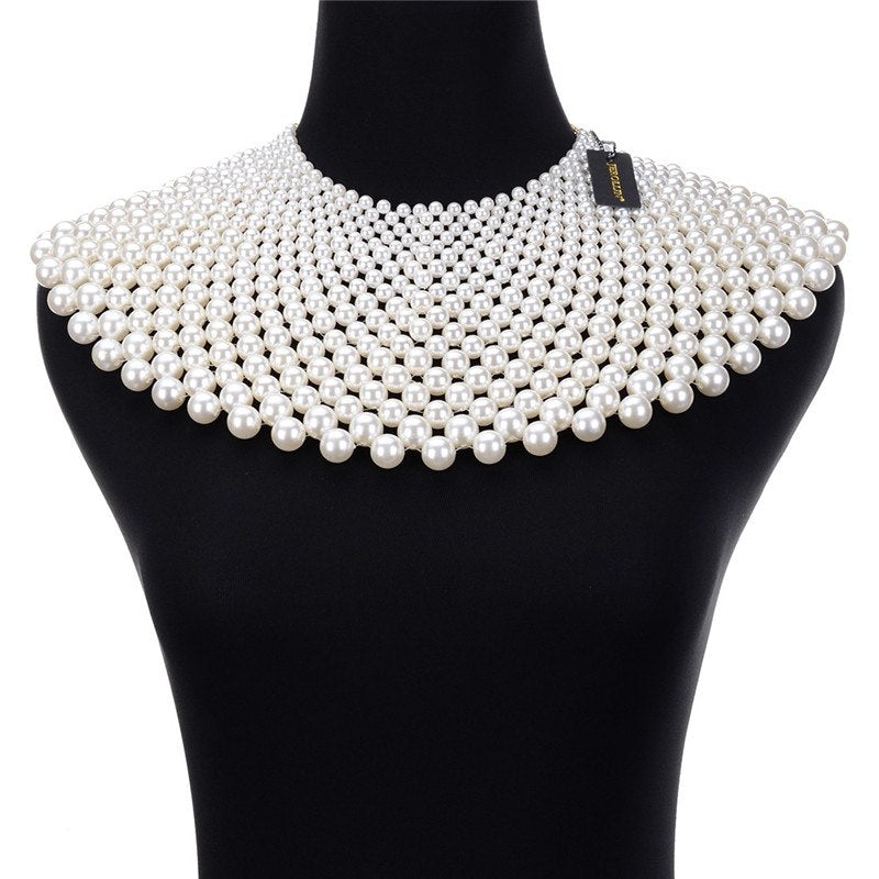 12 Colors Chunky Statement Necklace For Women Neckcklace Bib Collar Choker Pearl Necklace Maxi Jewelry
