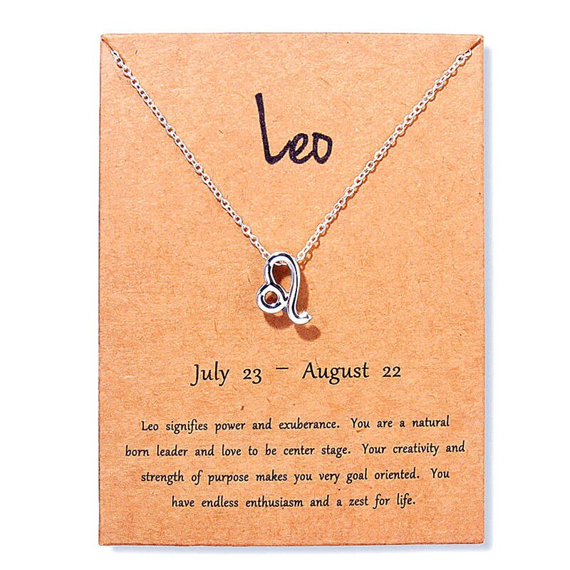 12 Constellation Capricorn Taurus Libra Message Card Jewelry Pendant Necklace Necklaces For Women Birthday Gift