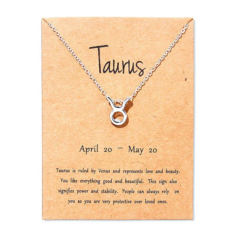 12 Constellation Capricorn Taurus Libra Message Card Jewelry Pendant Necklace Necklaces For Women Birthday Gift