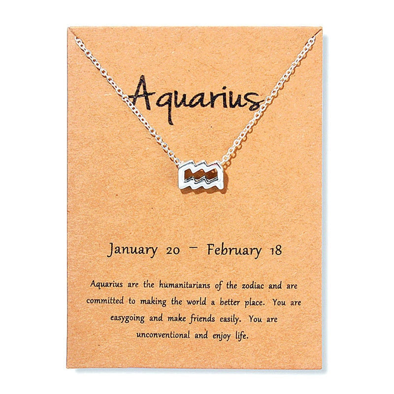 12 Constellation Capricorn Taurus Libra Message Card Jewelry Pendant Necklace Necklaces For Women Birthday Gift