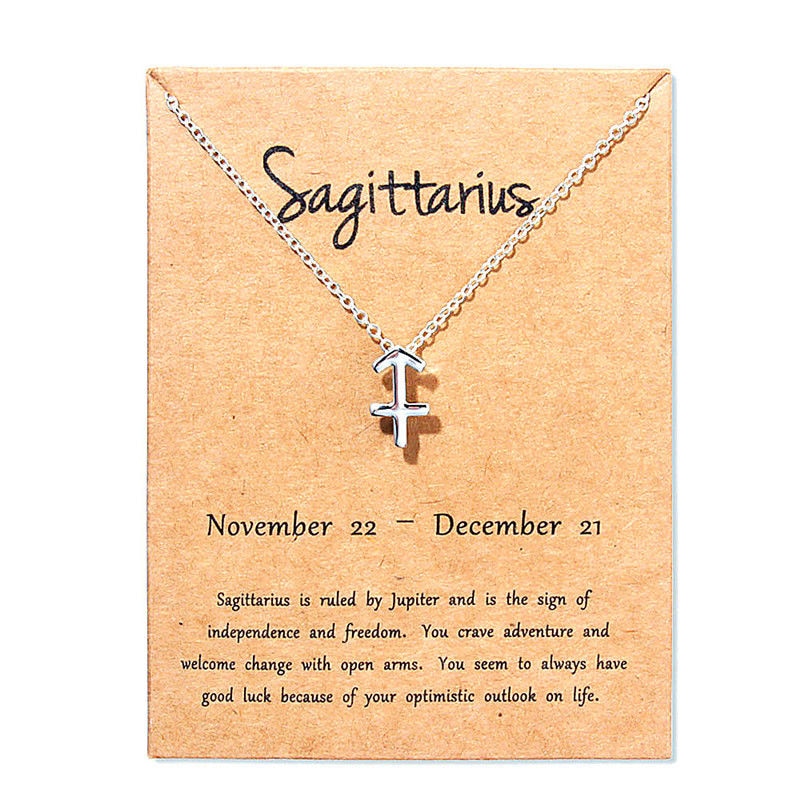 12 Constellation Capricorn Taurus Libra Message Card Jewelry Pendant Necklace Necklaces For Women Birthday Gift