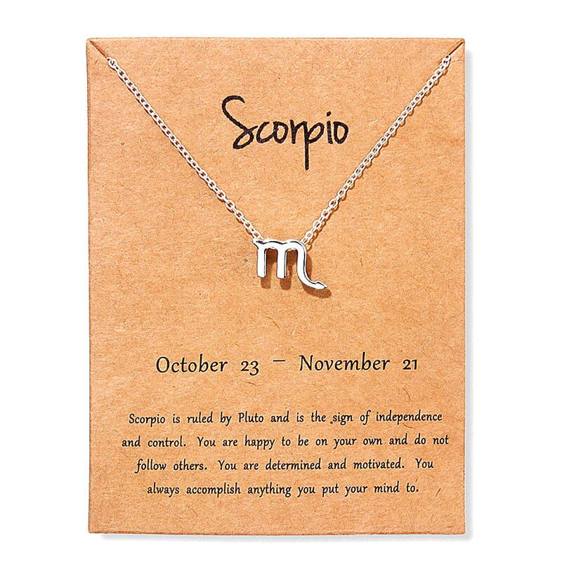12 Constellation Capricorn Taurus Libra Message Card Jewelry Pendant Necklace Necklaces For Women Birthday Gift