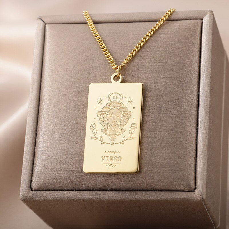 12 Constellation Necklace For Women Stainless Steel Gold  Color Twelve Sign Pendant Necklaces 2023 Trend Aesthetic Jewerly