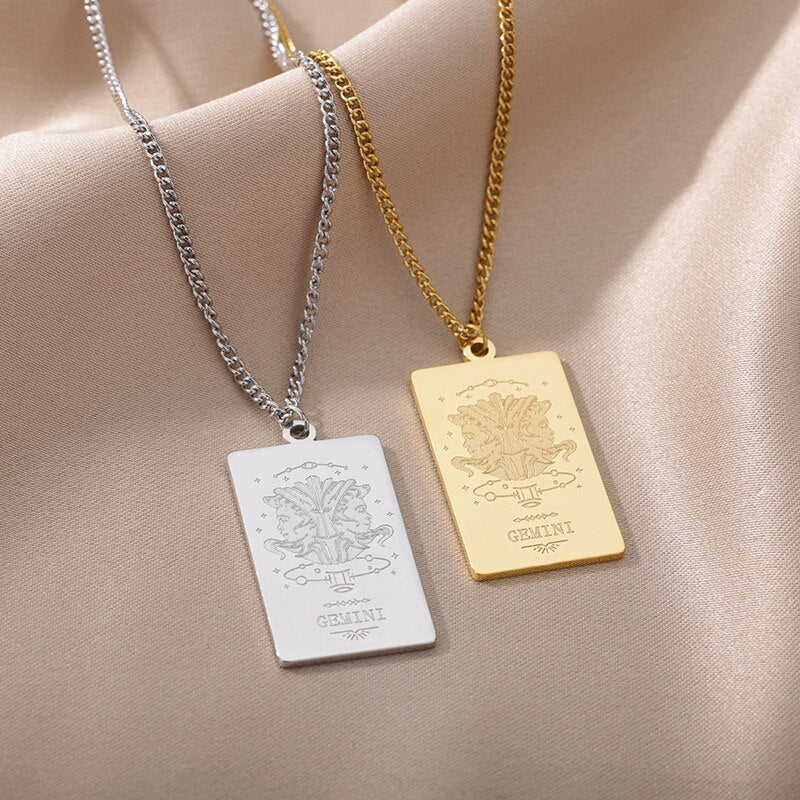 12 Constellation Necklace For Women Stainless Steel Gold  Color Twelve Sign Pendant Necklaces 2023 Trend Aesthetic Jewerly