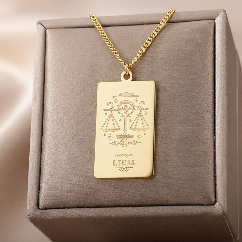 12 Constellation Necklace For Women Stainless Steel Gold  Color Twelve Sign Pendant Necklaces 2023 Trend Aesthetic Jewerly