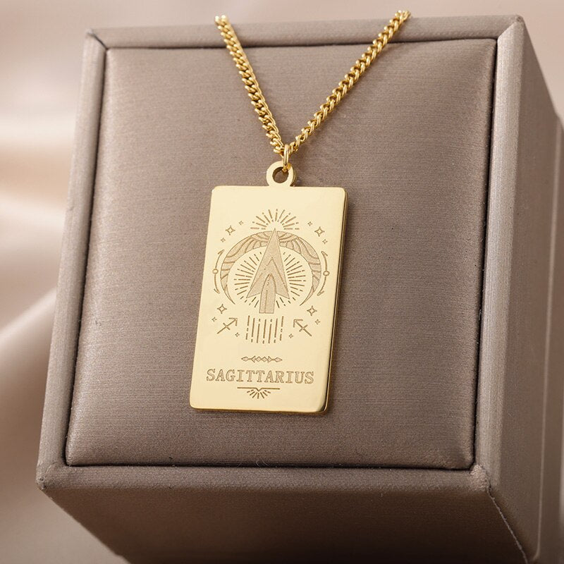12 Constellation Necklace For Women Stainless Steel Gold  Color Twelve Sign Pendant Necklaces 2023 Trend Aesthetic Jewerly