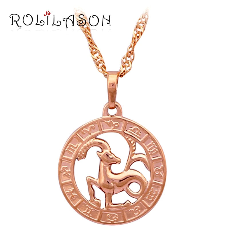 12 Constellation Round Scorpio design glittering Necklace gold tone Fashion Jewelry Necklace & Pendants LN453