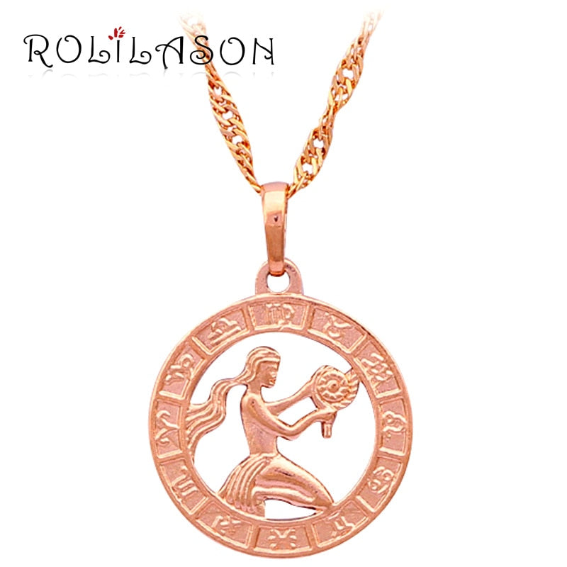 12 Constellation Round Scorpio design glittering Necklace gold tone Fashion Jewelry Necklace & Pendants LN453