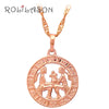 12 Constellation Round Scorpio design glittering Necklace gold tone Fashion Jewelry Necklace & Pendants LN453