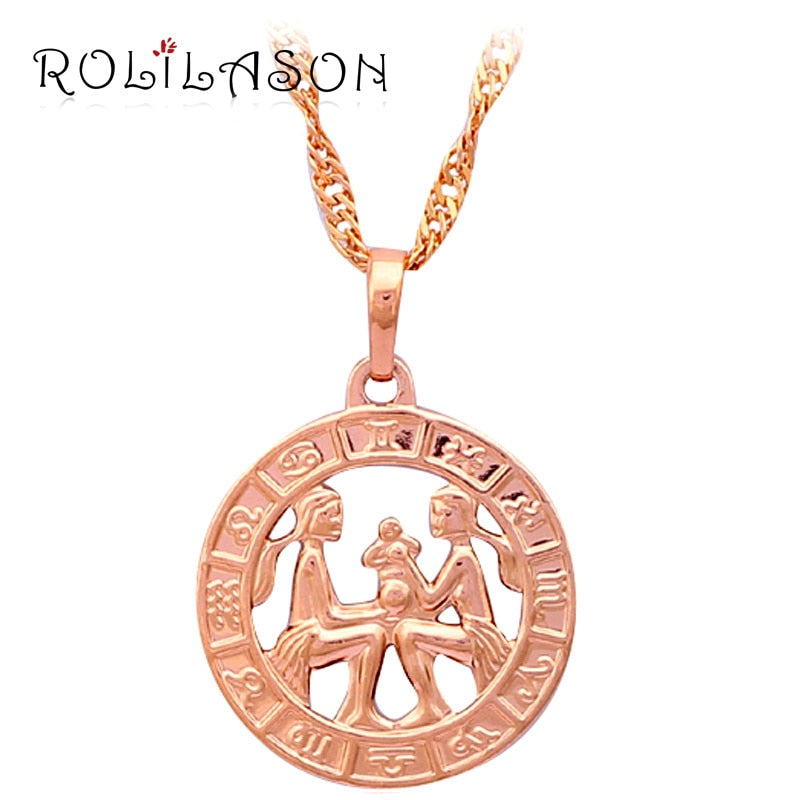 12 Constellation Round Scorpio design glittering Necklace gold tone Fashion Jewelry Necklace & Pendants LN453