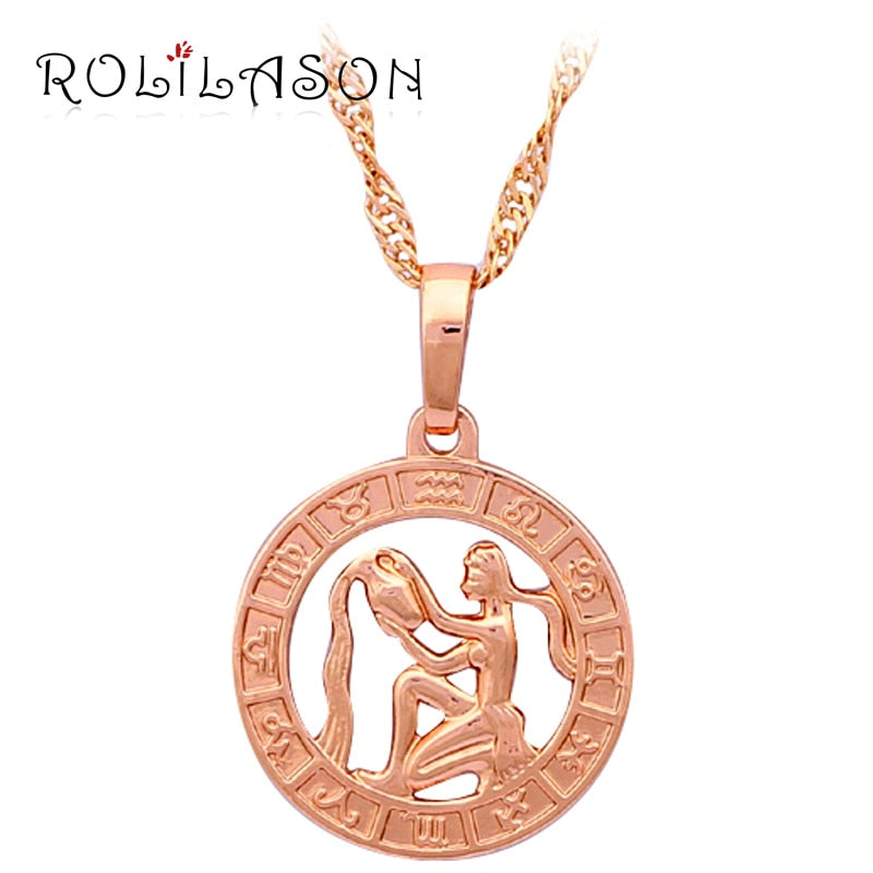 12 Constellation Round Scorpio design glittering Necklace gold tone Fashion Jewelry Necklace & Pendants LN453