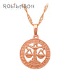 12 Constellation Round Scorpio design glittering Necklace gold tone Fashion Jewelry Necklace & Pendants LN453