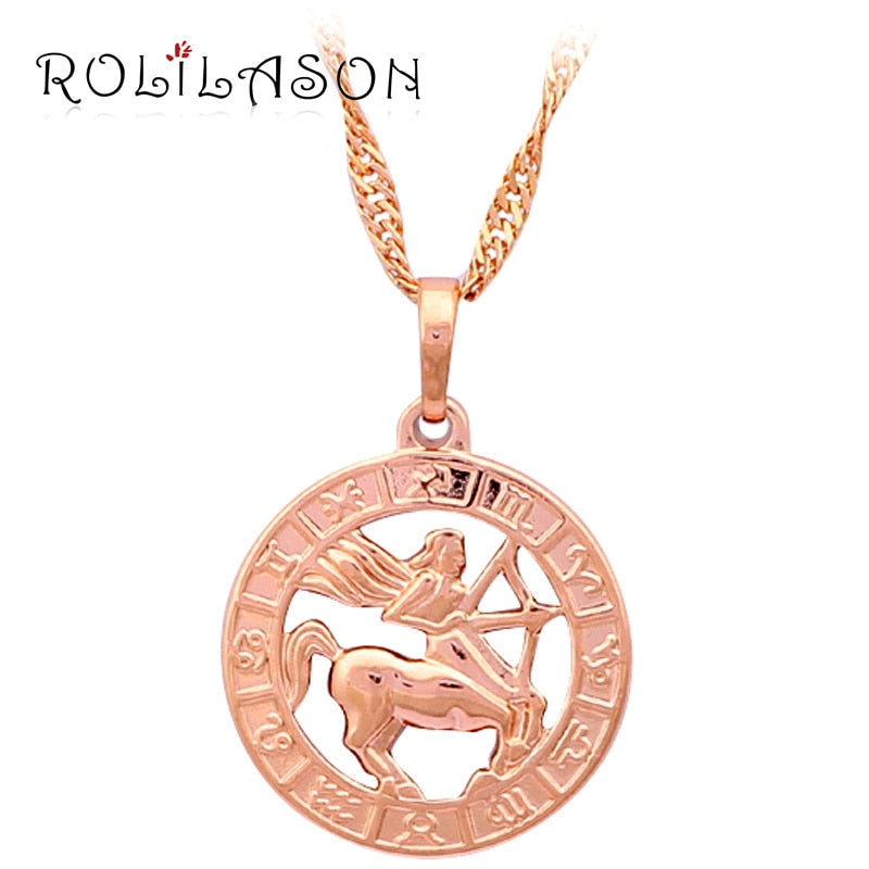 12 Constellation Round Scorpio design glittering Necklace gold tone Fashion Jewelry Necklace & Pendants LN453