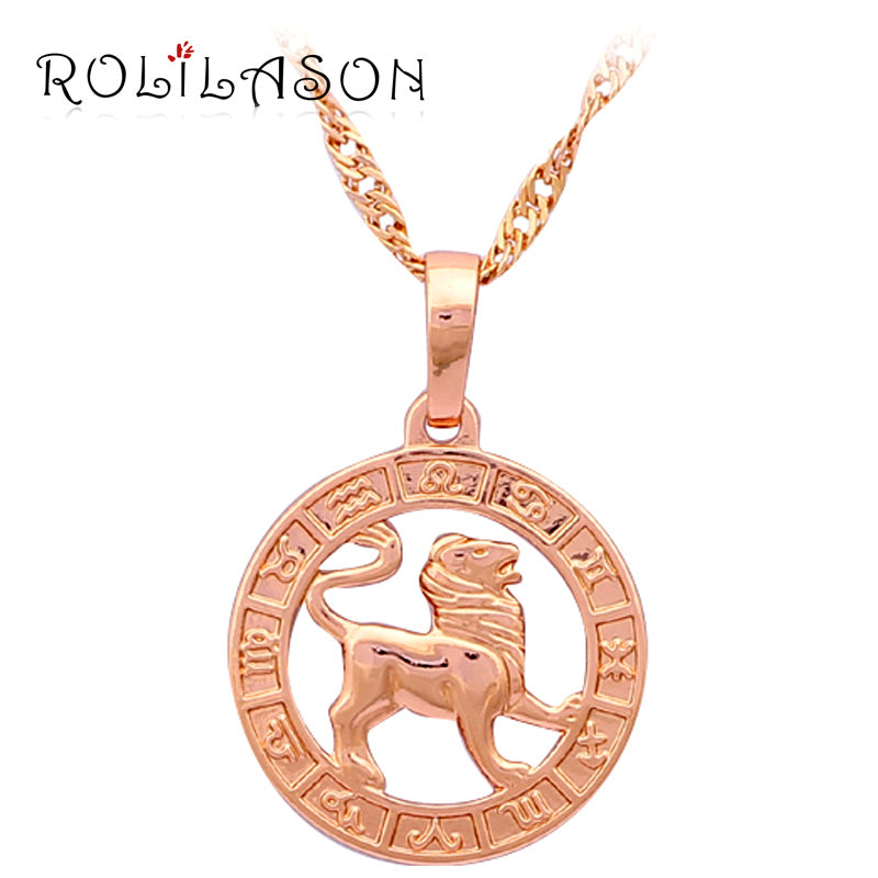 12 Constellation Round Scorpio design glittering Necklace gold tone Fashion Jewelry Necklace & Pendants LN453