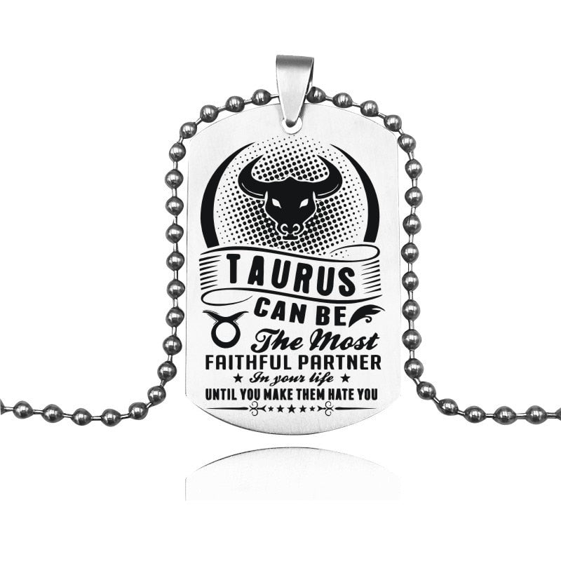 12 Constellation Tag Stainless Steel Necklace Gemini Leo Virgo Cancer Pendant Beads Chain Necklace Jewelry Gifts For BFF