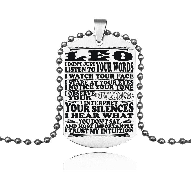 12 Constellation Tag Stainless Steel Necklace Gemini Leo Virgo Cancer Pendant Beads Chain Necklace Jewelry Gifts For BFF