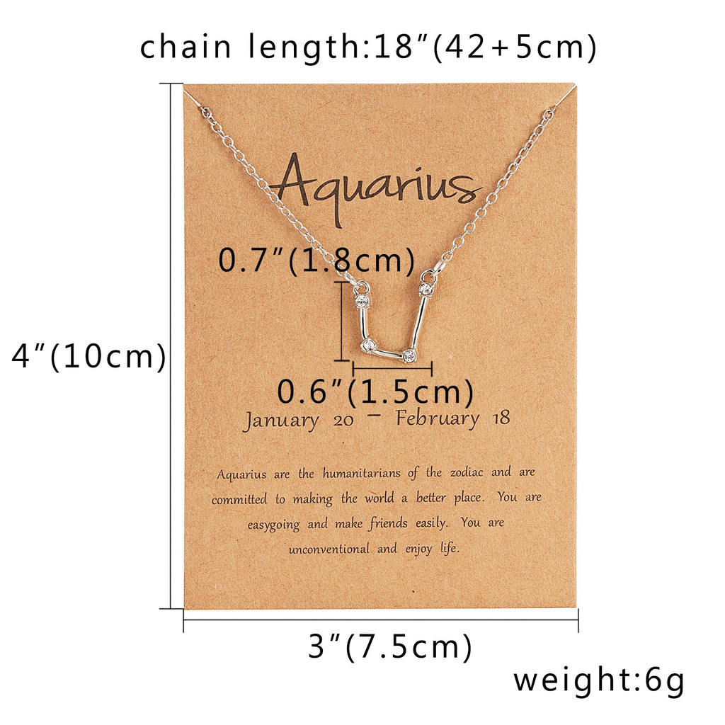 12 Constellation Zodiac Sign Necklace For Women Gold Silver Color Jewelry Leo Libra Aries Pendant Horoscope Necklace Neck Chain
