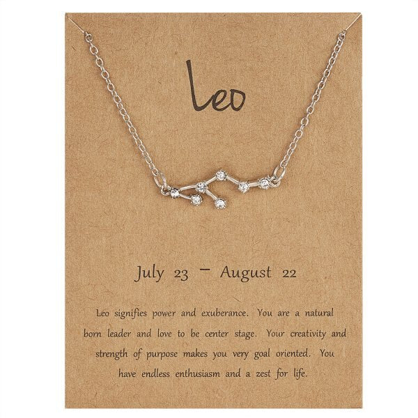 12 Constellation Zodiac Sign Necklace For Women Gold Silver Color Jewelry Leo Libra Aries Pendant Horoscope Necklace Neck Chain