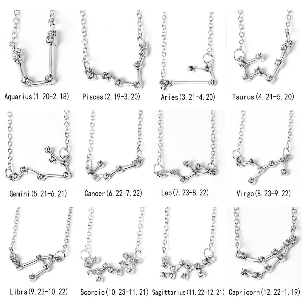 12 Constellation Zodiac Sign Necklace For Women Gold Silver Color Jewelry Leo Libra Aries Pendant Horoscope Necklace Neck Chain