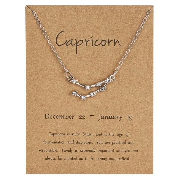 12 Constellation Zodiac Sign Necklace For Women Gold Silver Color Jewelry Leo Libra Aries Pendant Horoscope Necklace Neck Chain