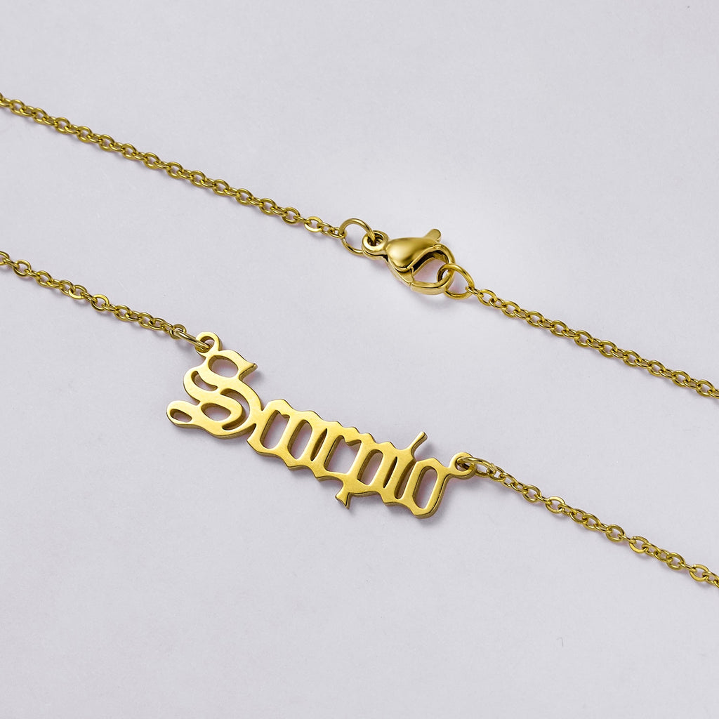 12 Constellations Pendants Necklace For Women Men Stainless Steel Letter Scorpio Capricorn Necklace Birthday Jewelry Gift